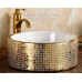 Cuba Cerâmica de Apoio - Banheiro - Detalhes Dourados - 42x42cm